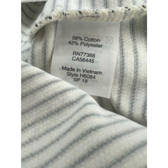 J.Crew Factory Bell Sleeve Dress M Black Cream Stripe Cotton Blend Classic Chic - Picture 12 of 13